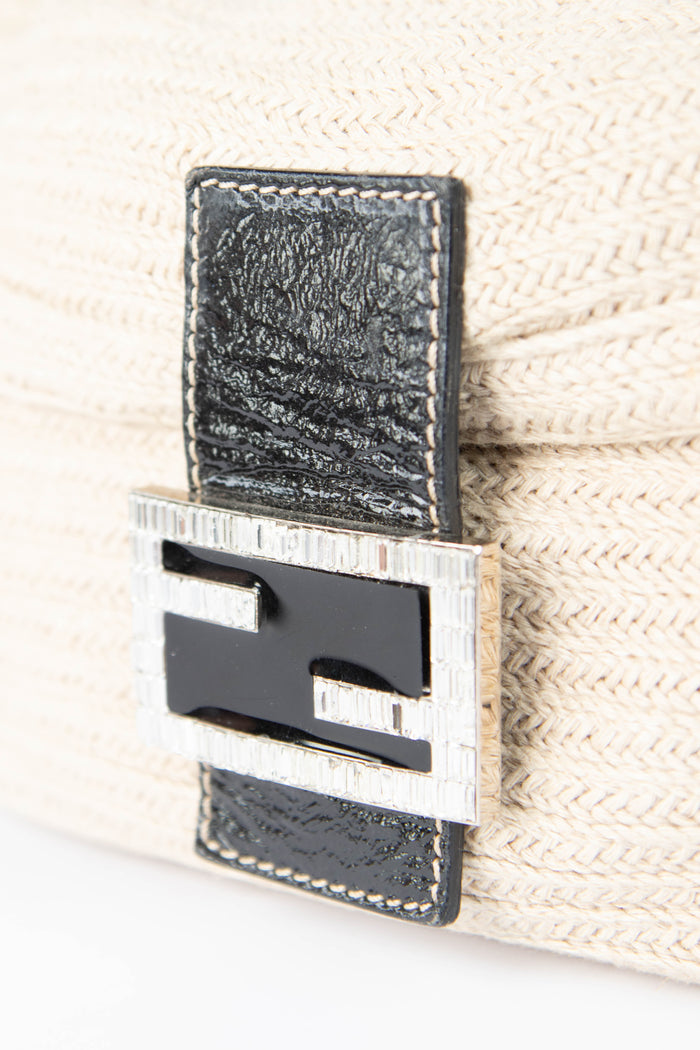 RARE Vintage Fendi Crystal Wicker Baguette Shoulder Bag