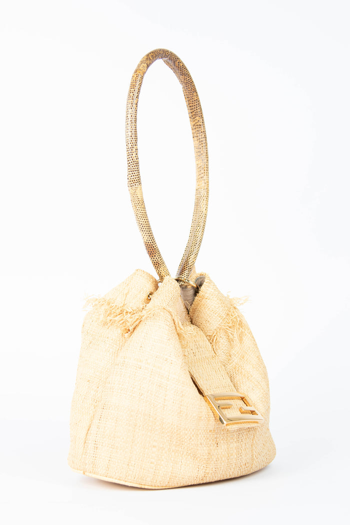 Vintage Fendi Wicker Small Bucket Bag