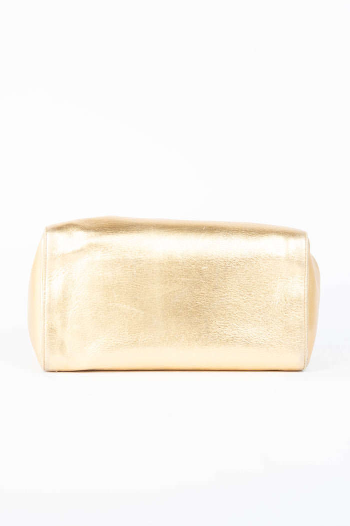 Vintage Fendi Gold Lambskin Boxy Shoulder Bag