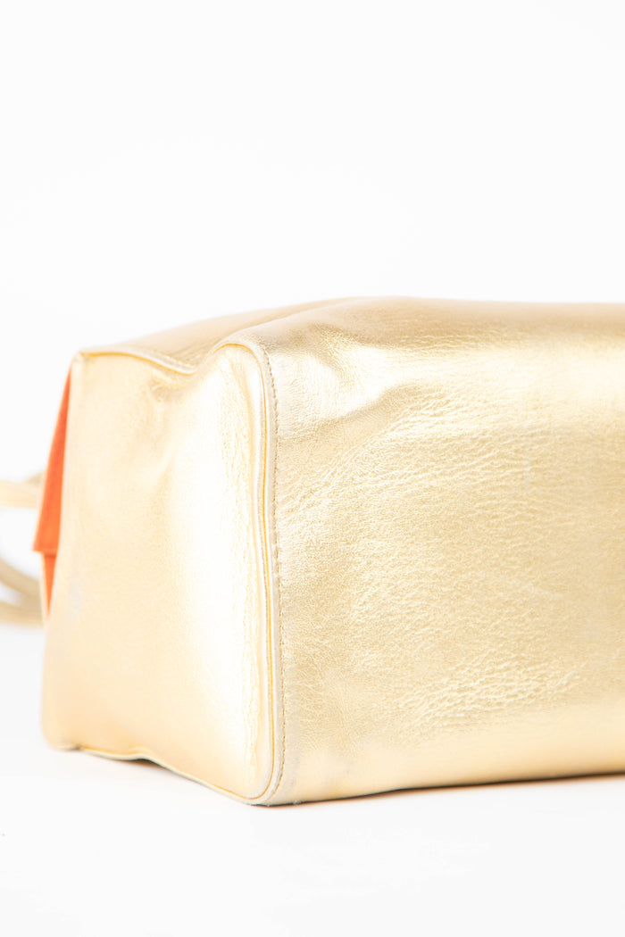 Vintage Fendi Gold Lambskin Boxy Shoulder Bag