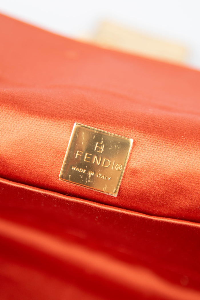 Vintage Fendi Gold Lambskin Boxy Shoulder Bag