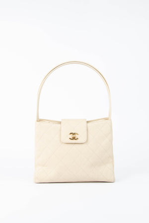 2000s Chanel Cream Canvas Shoulder Shoulder Bag 24k GHW