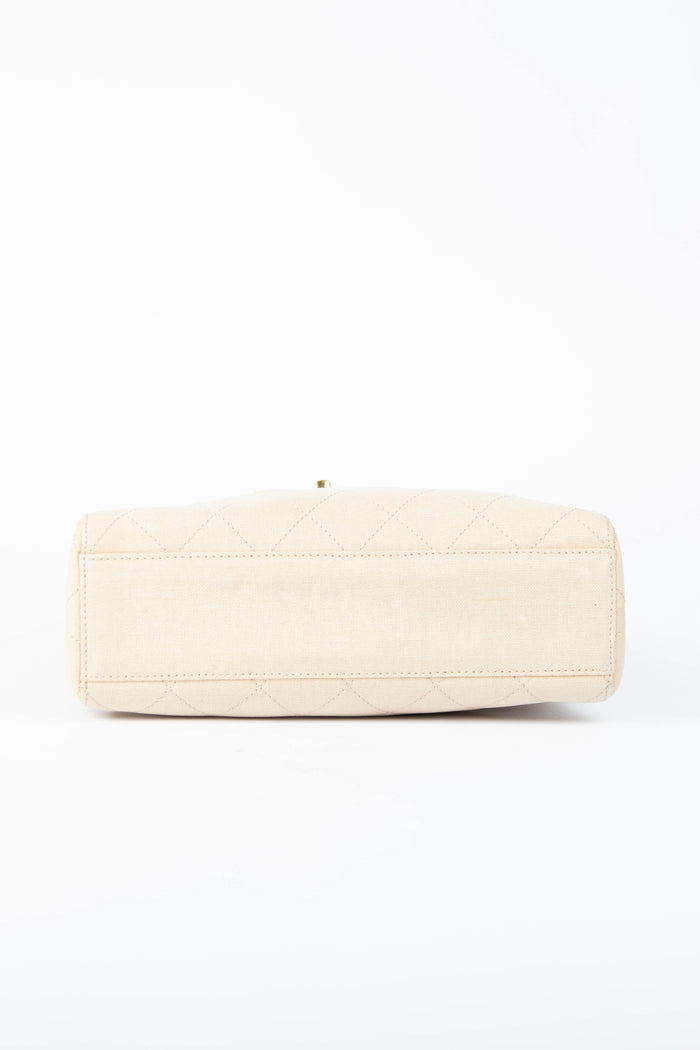 2000s Chanel Cream Canvas Shoulder Shoulder Bag 24k GHW