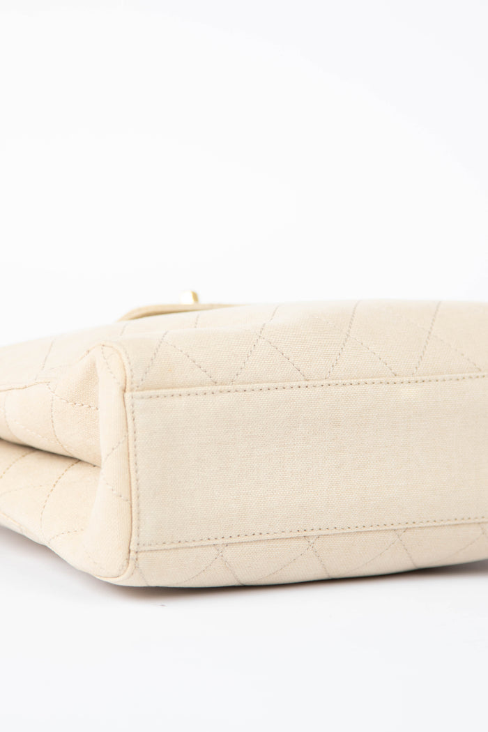 2000s Chanel Cream Canvas Shoulder Shoulder Bag 24k GHW
