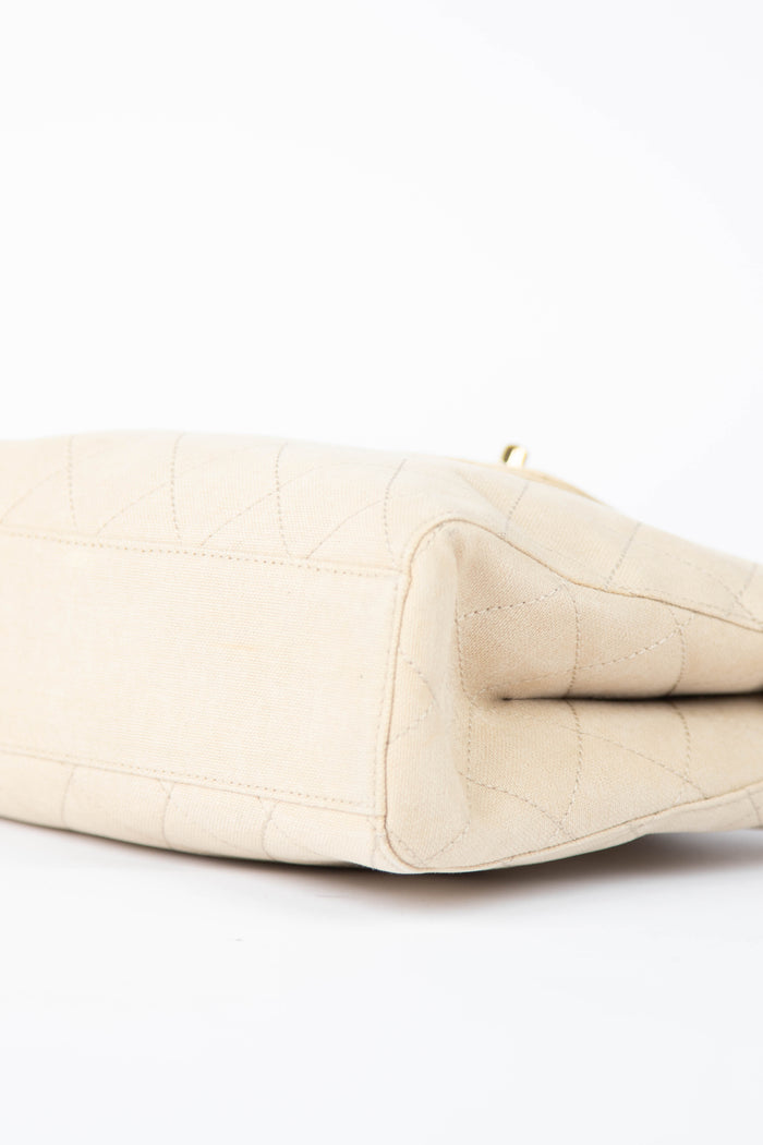 2000s Chanel Cream Canvas Shoulder Shoulder Bag 24k GHW