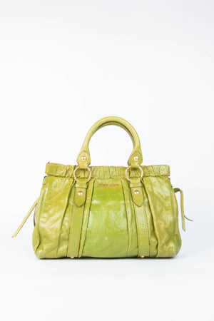 2000s Miu Miu Green Vitello Shoulder Bag
