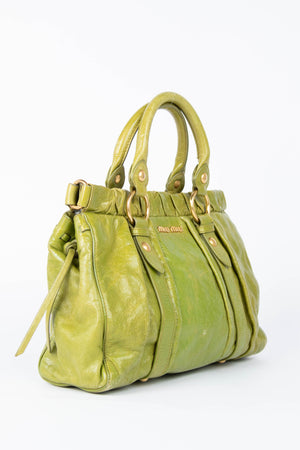 2000s Miu Miu Green Vitello Shoulder Bag