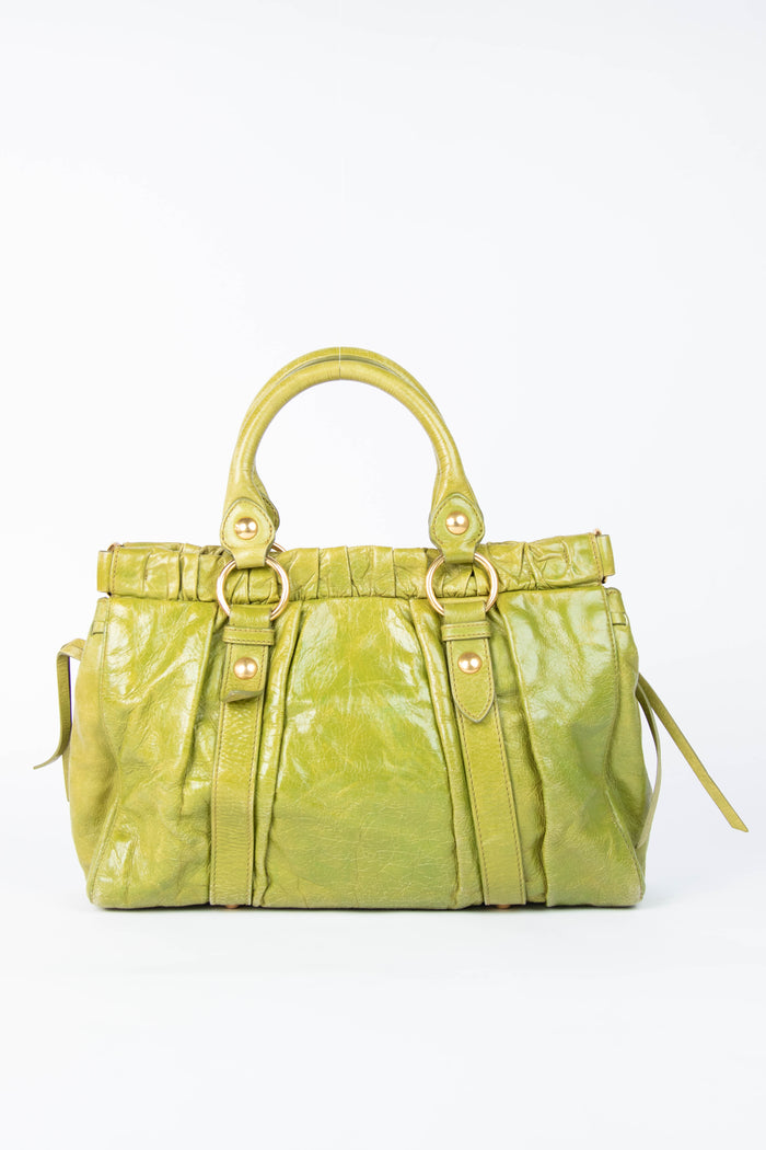 2000s Miu Miu Green Vitello Shoulder Bag