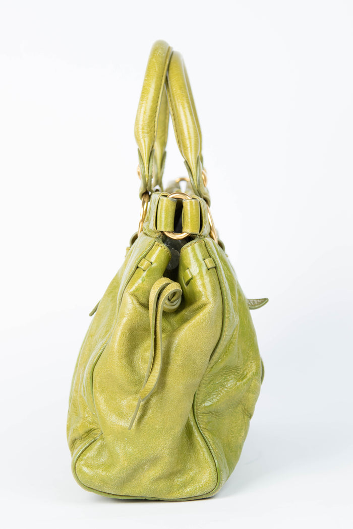 2000s Miu Miu Green Vitello Shoulder Bag