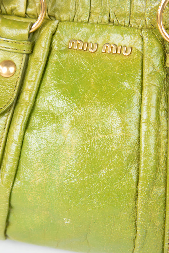 2000s Miu Miu Green Vitello Shoulder Bag