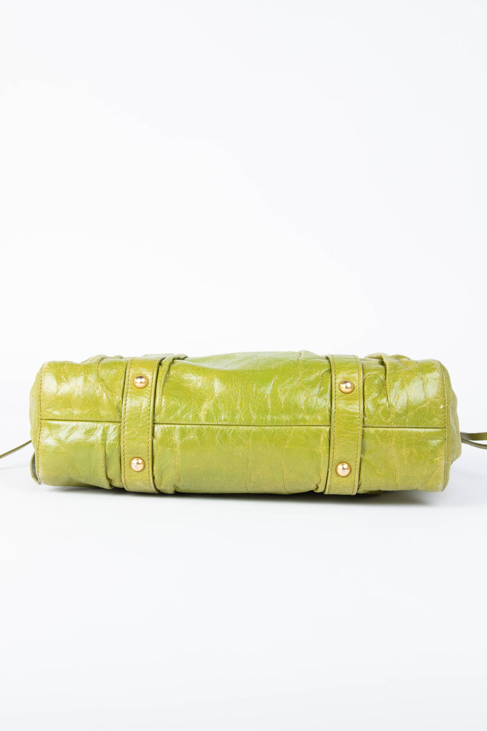 2000s Miu Miu Green Vitello Shoulder Bag
