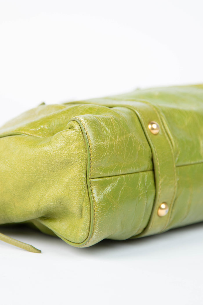 2000s Miu Miu Green Vitello Shoulder Bag