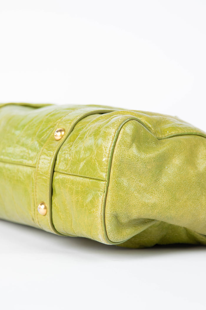 2000s Miu Miu Green Vitello Shoulder Bag