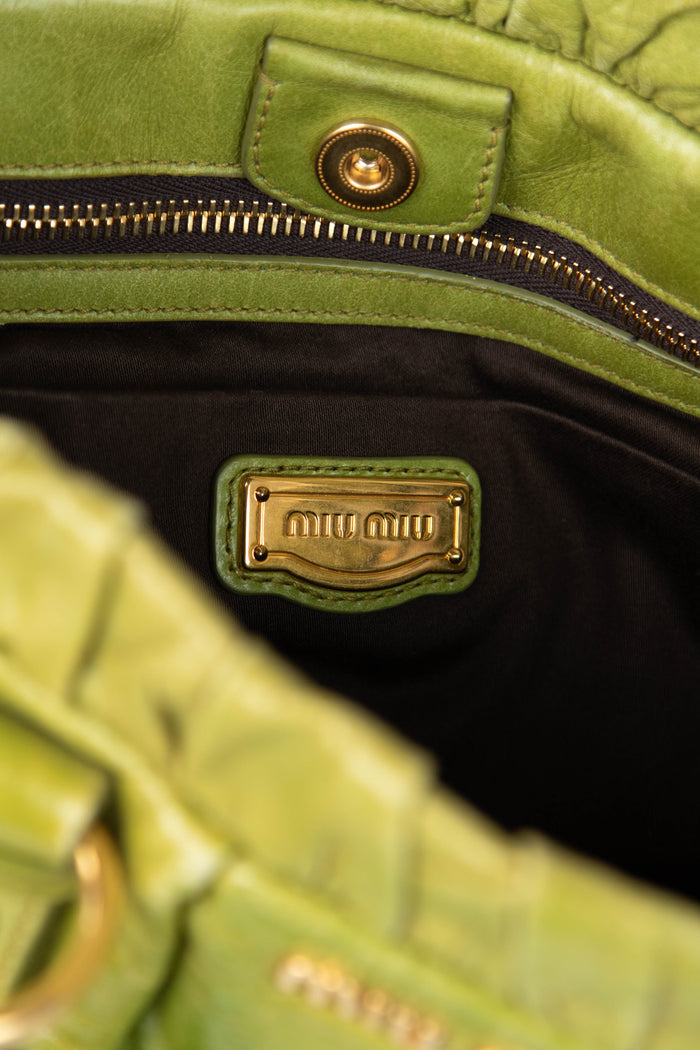 2000s Miu Miu Green Vitello Shoulder Bag