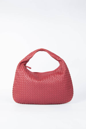 Vintage Bottega Veneta Red Intrecciato Shoulder Bag