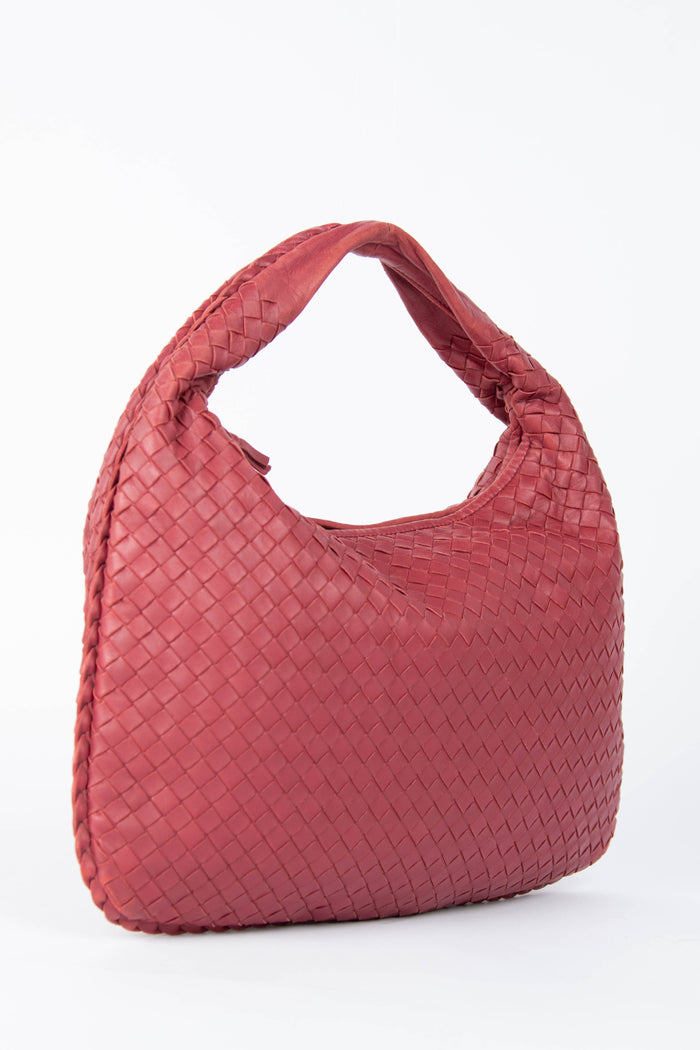 Vintage Bottega Veneta Red Intrecciato Shoulder Bag
