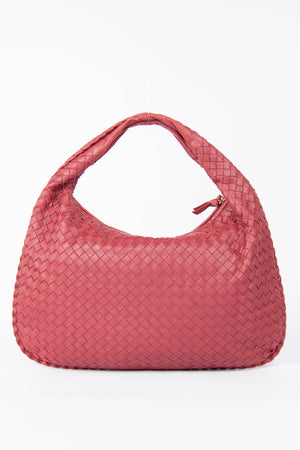 Vintage Bottega Veneta Red Intrecciato Shoulder Bag