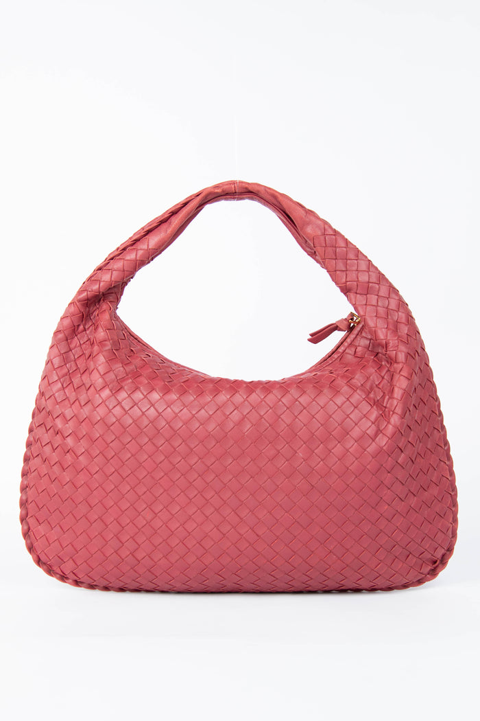 Vintage Bottega Veneta Red Intrecciato Shoulder Bag