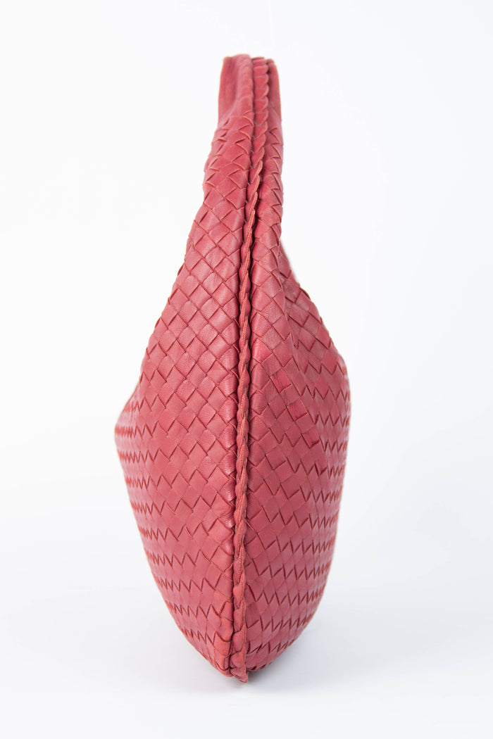 Vintage Bottega Veneta Red Intrecciato Shoulder Bag