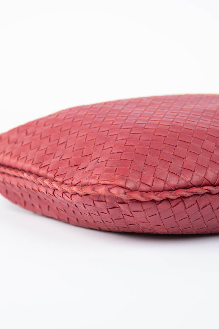 Vintage Bottega Veneta Red Intrecciato Shoulder Bag