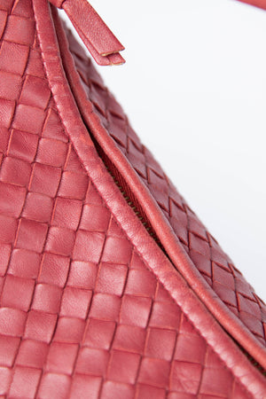 Vintage Bottega Veneta Red Intrecciato Shoulder Bag