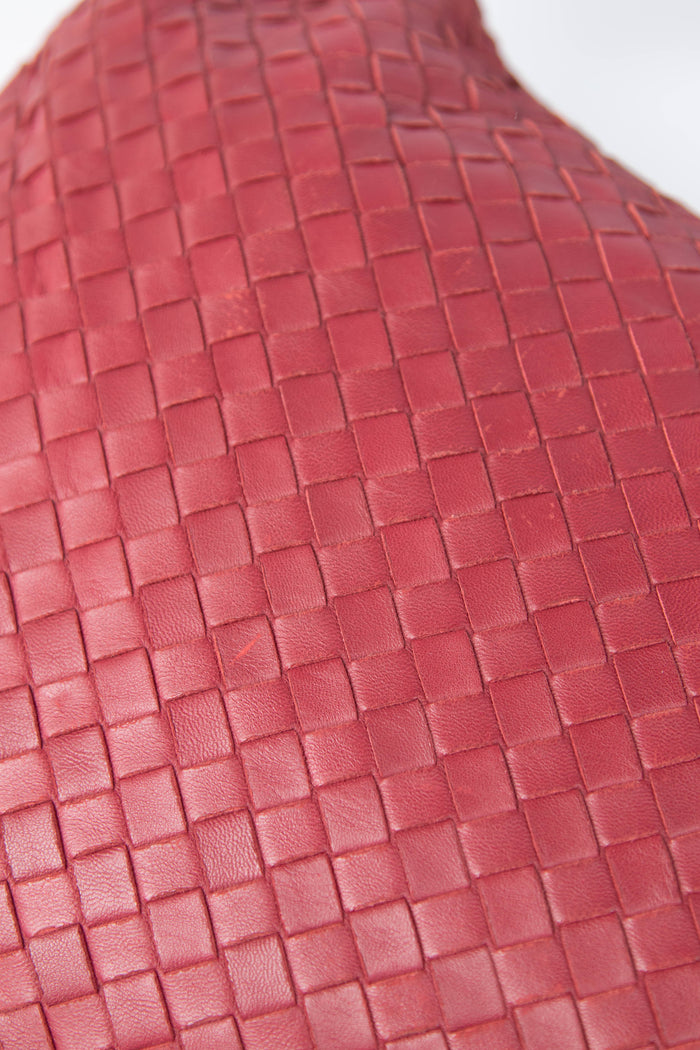 Vintage Bottega Veneta Red Intrecciato Shoulder Bag