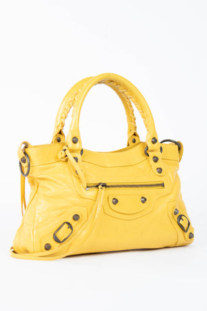 2000s Balenciaga Yellow Leather First City Shoulder Bag