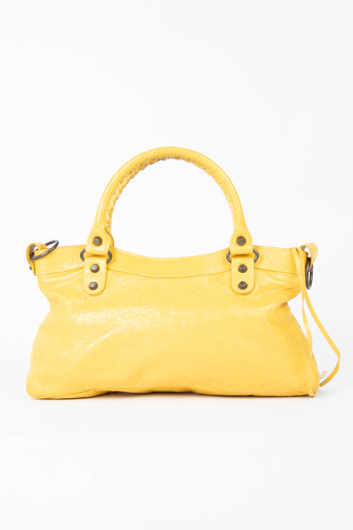 2000s Balenciaga Yellow Leather First City Shoulder Bag