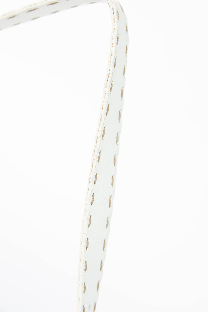 Vintage Fendi White Leather & Raffia Selleria Baguette Shoulder Bag