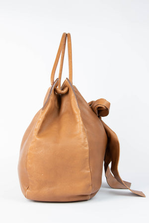 2000s Miu Miu Brown Leather Bow Tote Bag