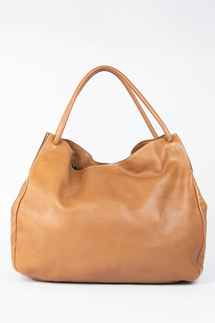 2000s Miu Miu Brown Leather Bow Tote Bag