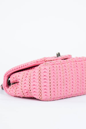 2015 Chanel Pink Lambskin Paris Seoul Crochet Mini Square Flap Bag
