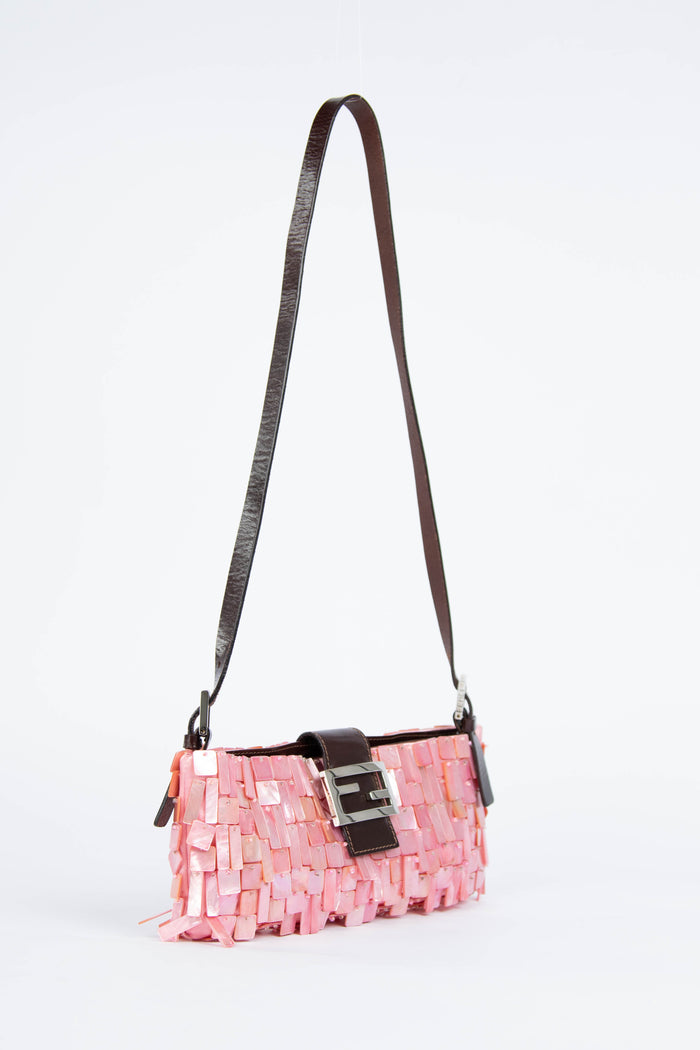 Vintage Fendi Pink Mother of Pearl Shoulder Bag