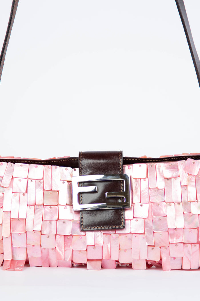 Vintage Fendi Pink Mother of Pearl Shoulder Bag