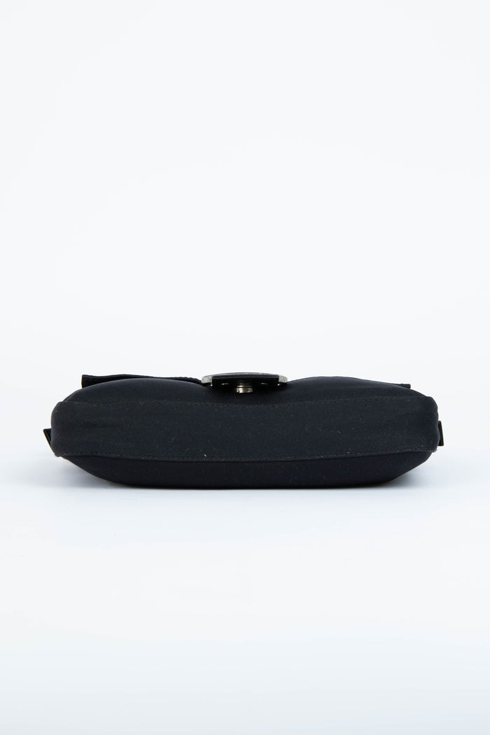 Vintage Fendi Black Neoprene Baguette Shoulder Bag