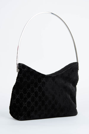 90s Gucci Tom Ford Black Monogram Shoulder Bag