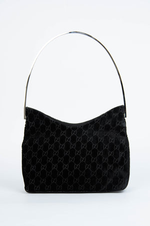 90s Gucci Tom Ford Black Monogram Shoulder Bag
