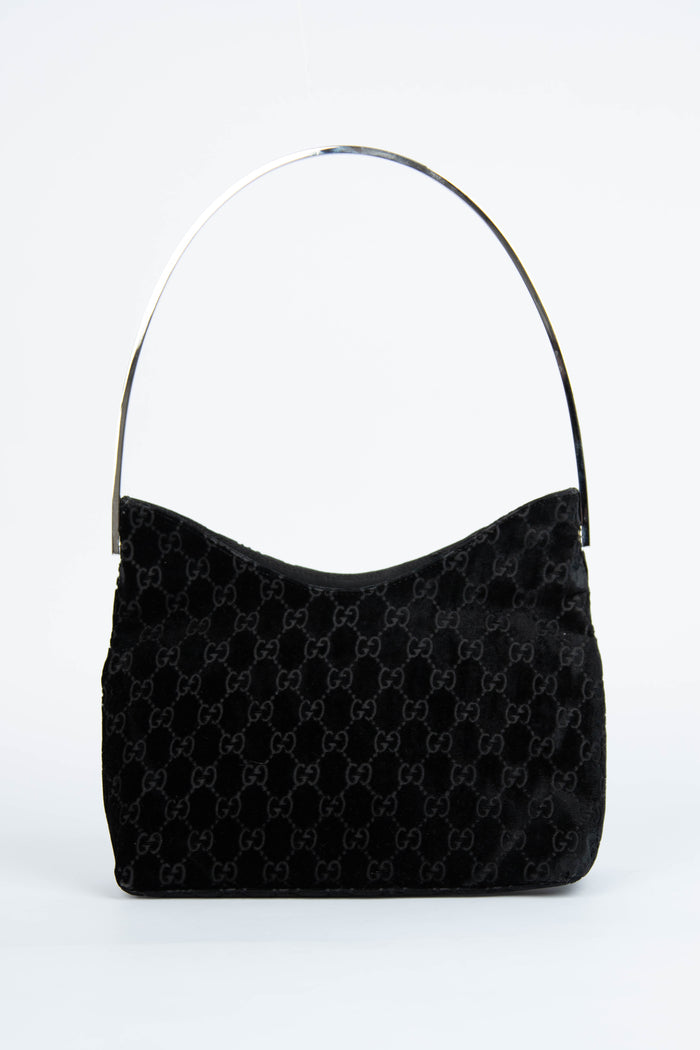 90s Gucci Tom Ford Black Monogram Shoulder Bag