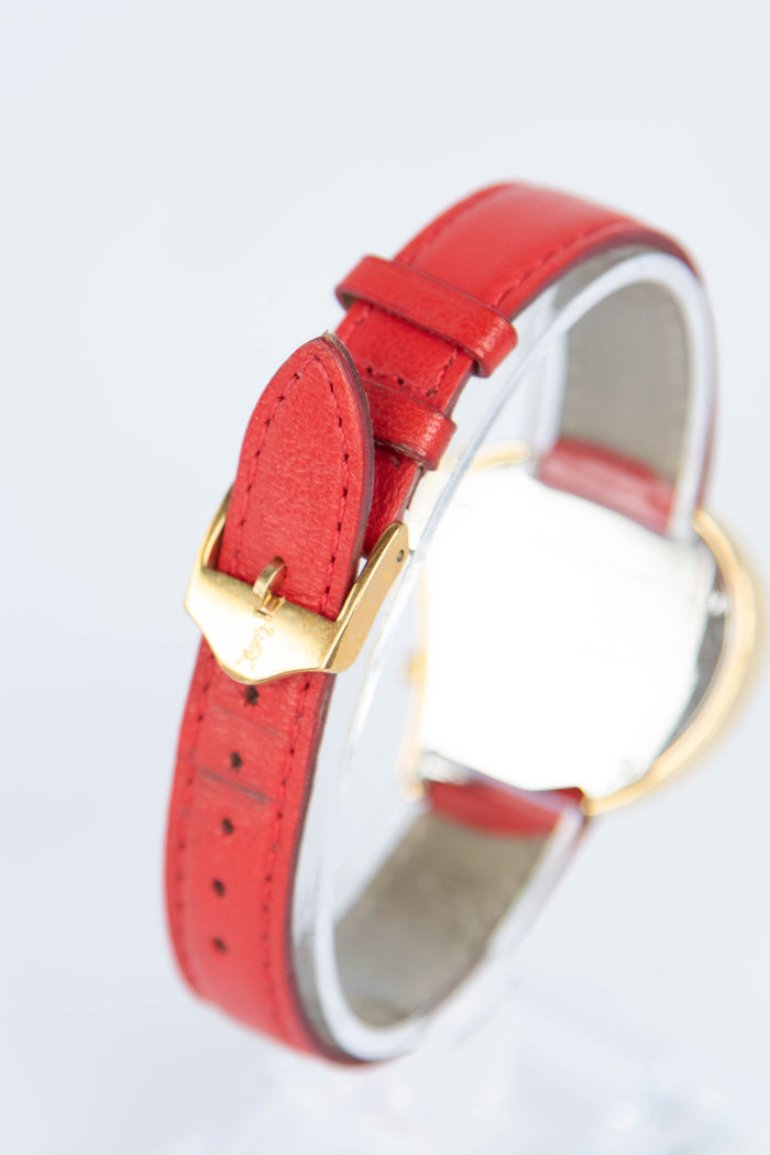 RARE Red Vintage YSL Gold Heart Watch