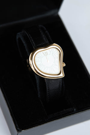 RARE Black Vintage YSL Gold Heart Watch