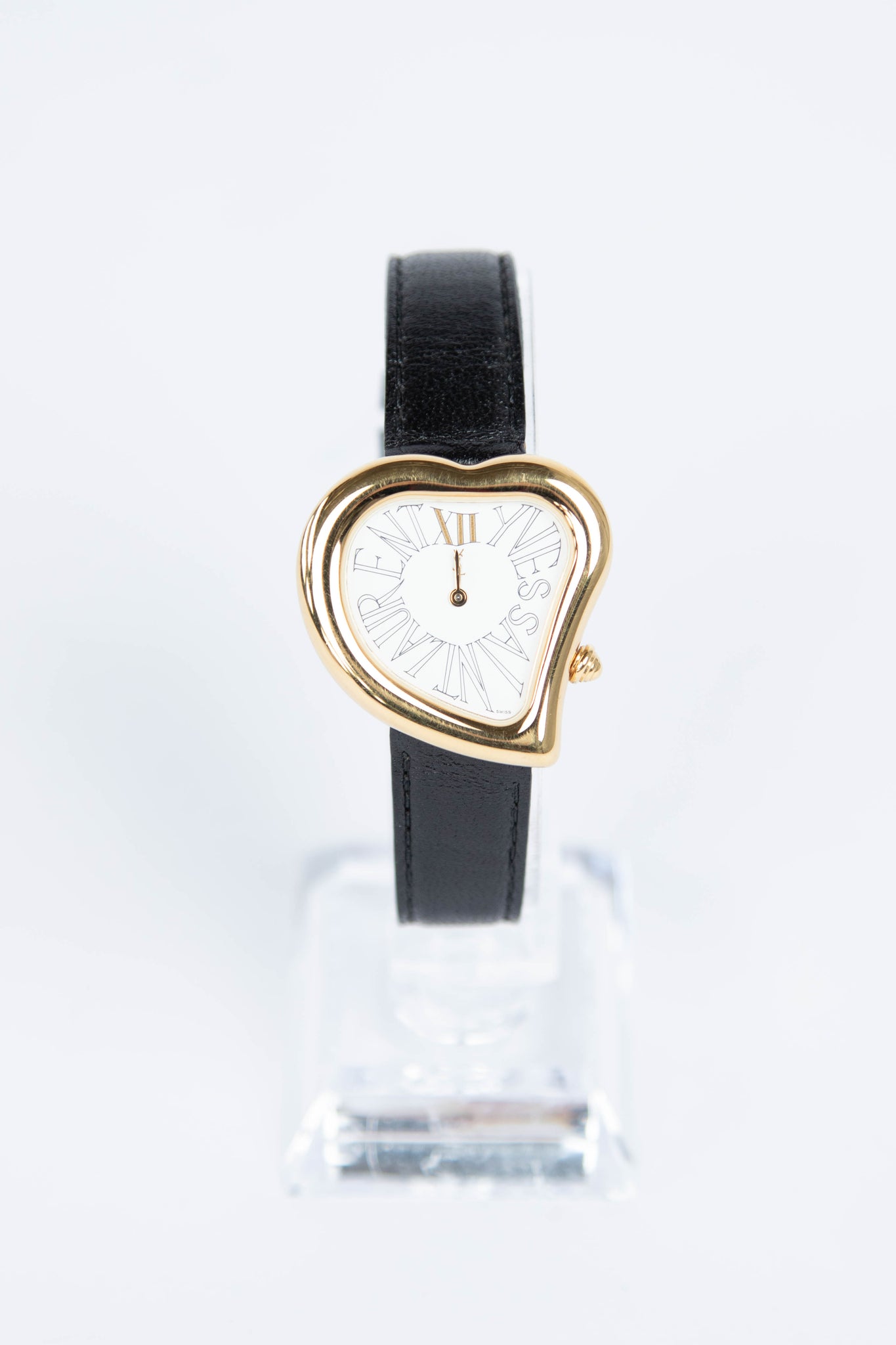 RARE Black Vintage YSL Gold Heart Watch