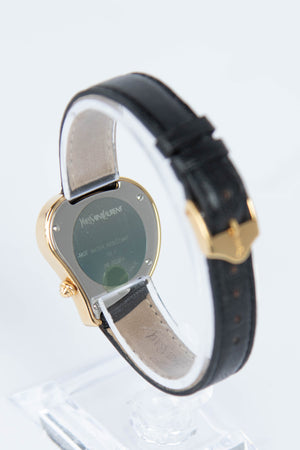 RARE Black Vintage YSL Gold Heart Watch