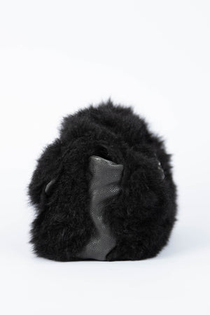 2000s Chanel Black Fur Single Flap Shoulder Bag