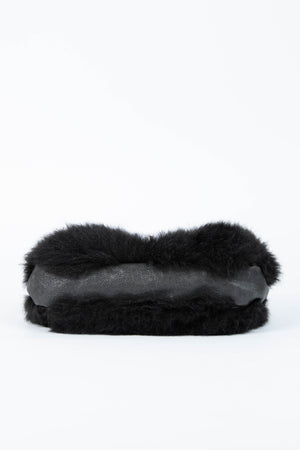 2000s Chanel Black Fur Single Flap Shoulder Bag