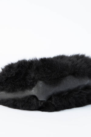 2000s Chanel Black Fur Single Flap Shoulder Bag