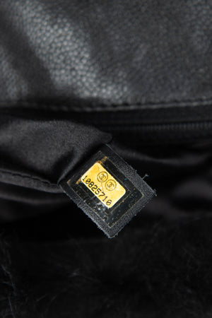 2000s Chanel Black Fur Single Flap Shoulder Bag