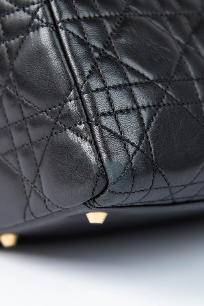 Vintage Christian Dior Medium Black Leather Lady Dior