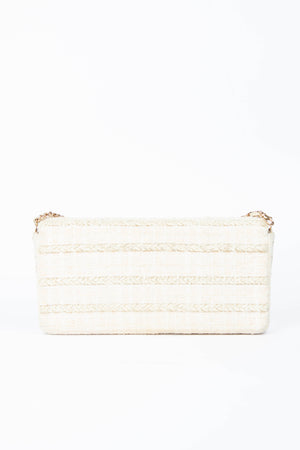 2000s Chanel Cream Tweed East West Shoulder Bag