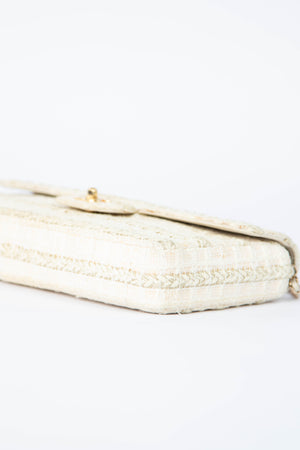 2000s Chanel Cream Tweed East West Shoulder Bag