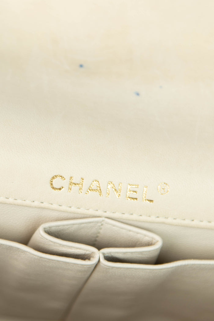 2000s Chanel Cream Tweed East West Shoulder Bag
